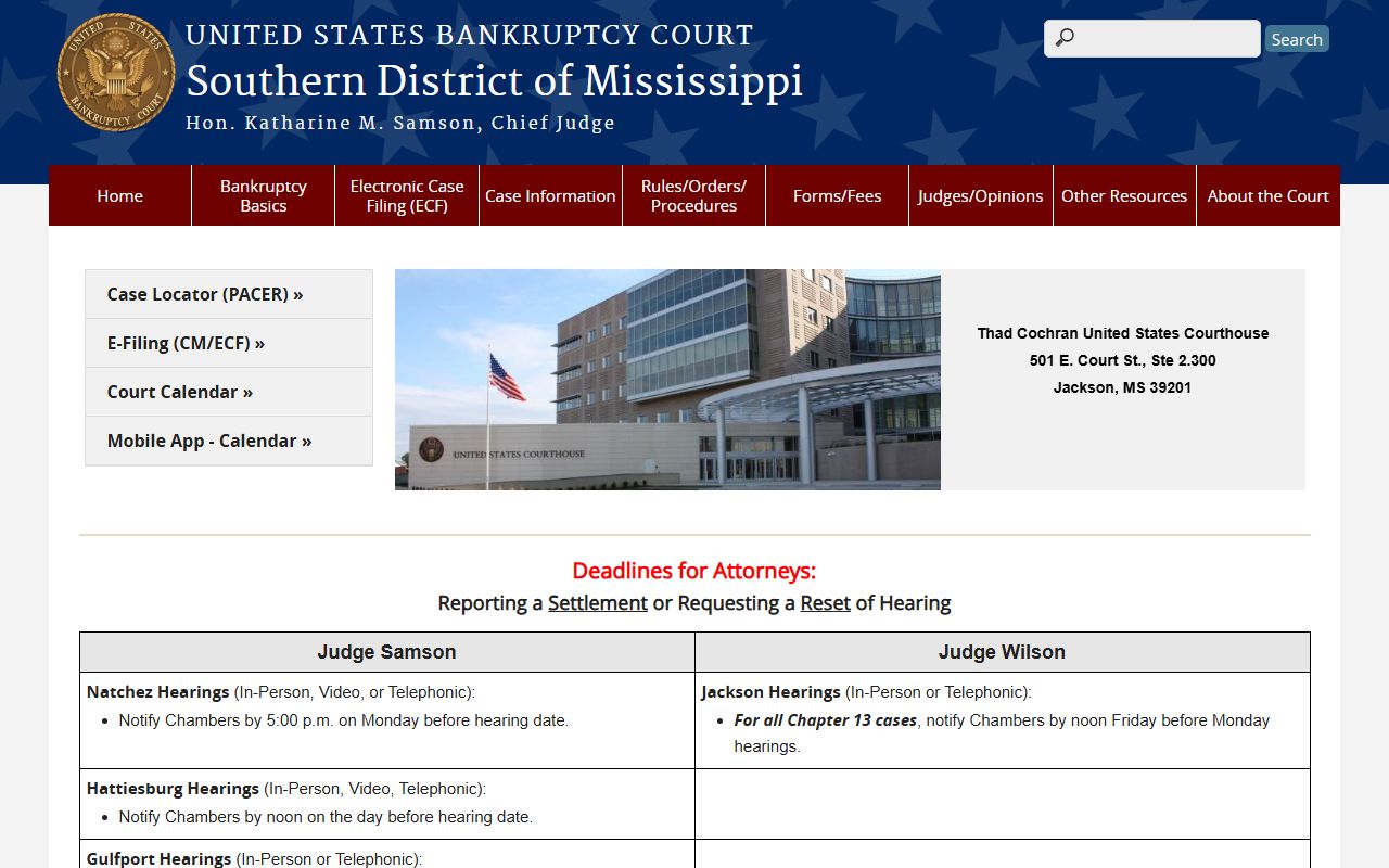 Federal bankruptcy court records separate from Hinds County Circuit Court civil records