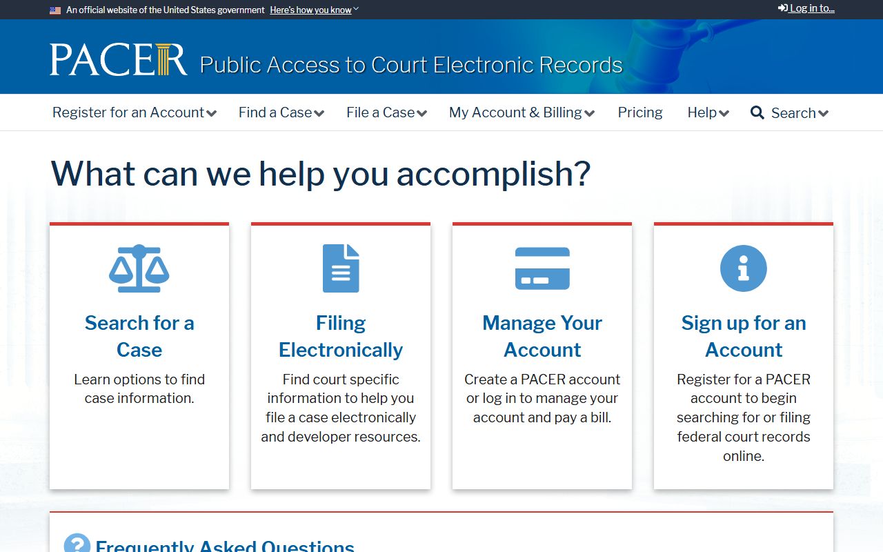PACER federal court records search compared with a Hinds County warrant lookup